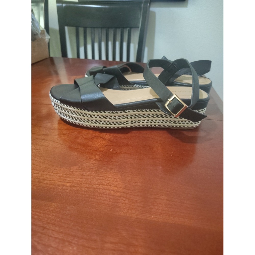 Bamboo Infinity-38 S Womens Black Espadrille Platform Wedge Sandals Size 9 - Picture 5 of 8